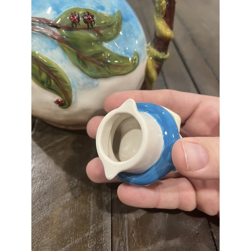 Blue Sky Ceramics Teapot Heather Goldmine Bella Flora‎ Summer Dogwood Ladybugs